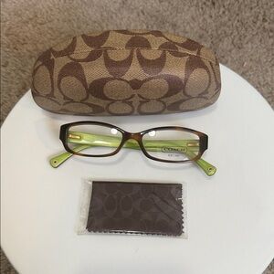 Coach Women's Glasses Tortoises Brown and Green